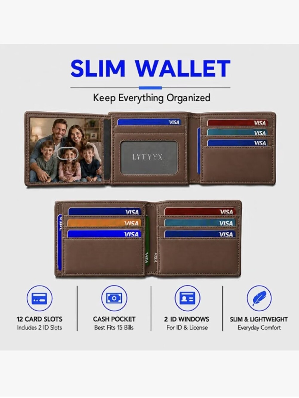 Men's Leather Bifold Wallet - Picture 4 of 6